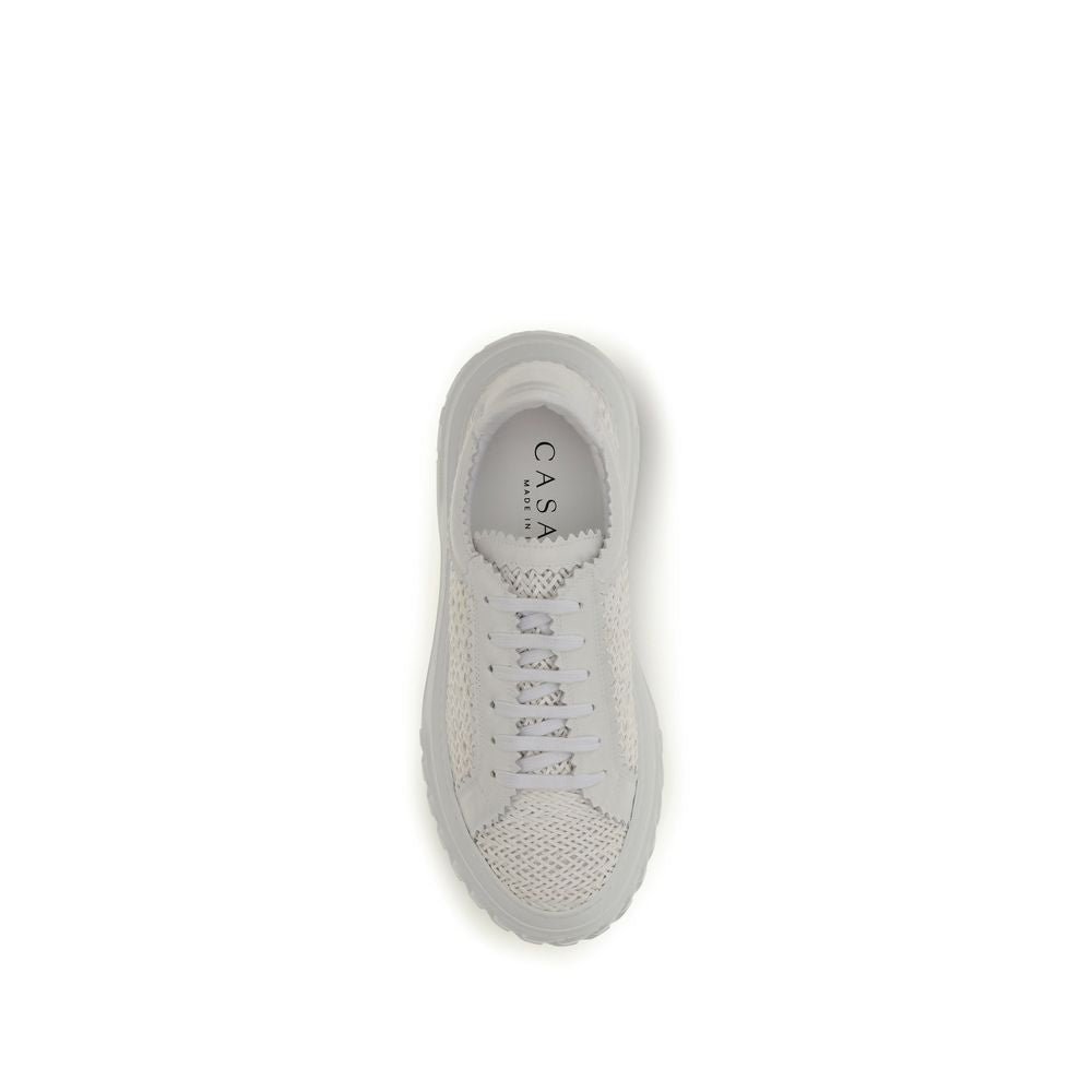 Casadei White Calf Leather Bos Taurus Chunky Women's Sneakers