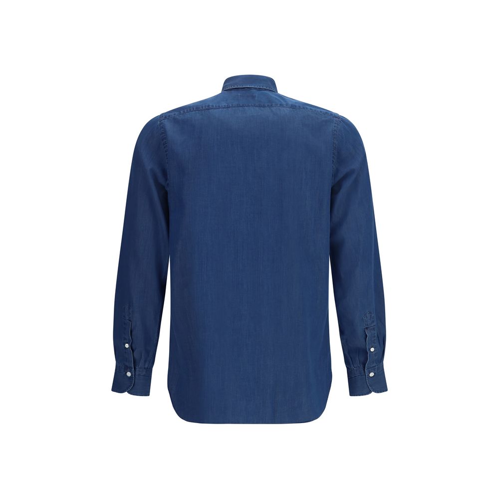 Finamore Blue Cotton Men's Shirt