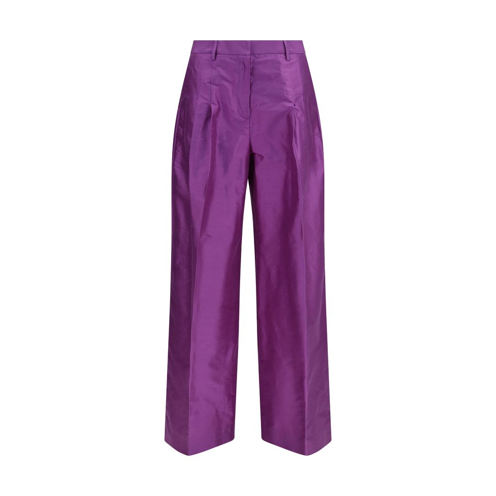 Sara Roka Purple Silk Casual Women's Pants