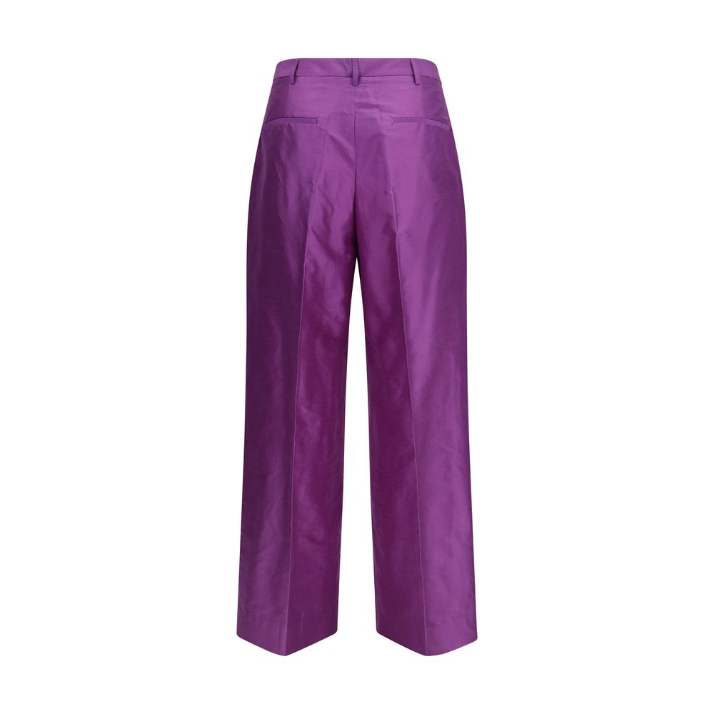 Sara Roka Purple Silk Casual Women's Pants