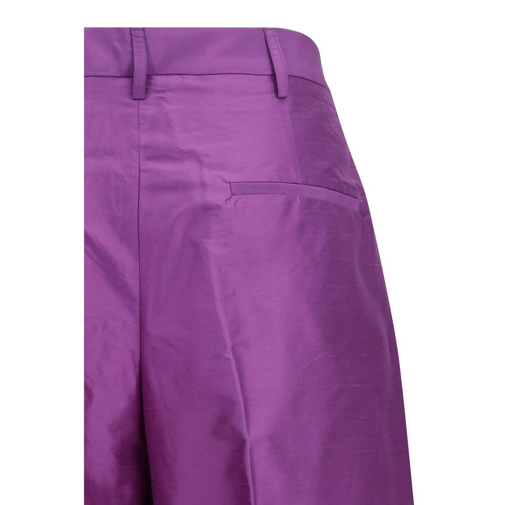 Sara Roka Purple Silk Casual Women's Pants