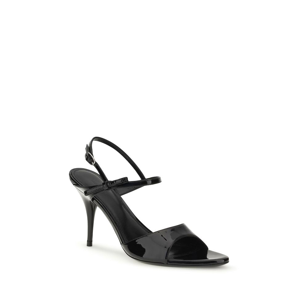 Balenciaga Black Calf Leather Bos Taurus Stiletto Heel Women's Sandals