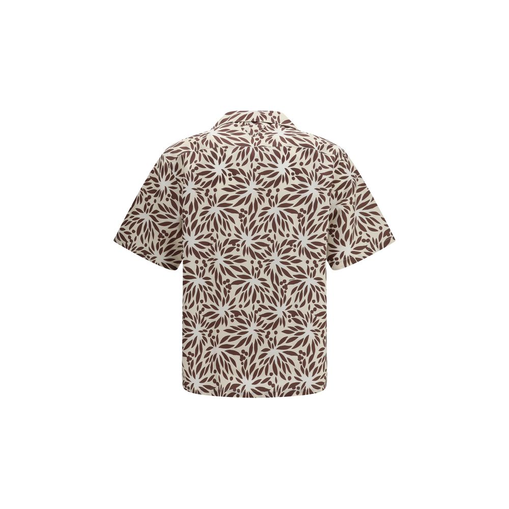 Prada Brown Cotton Pattern Men's Shirt