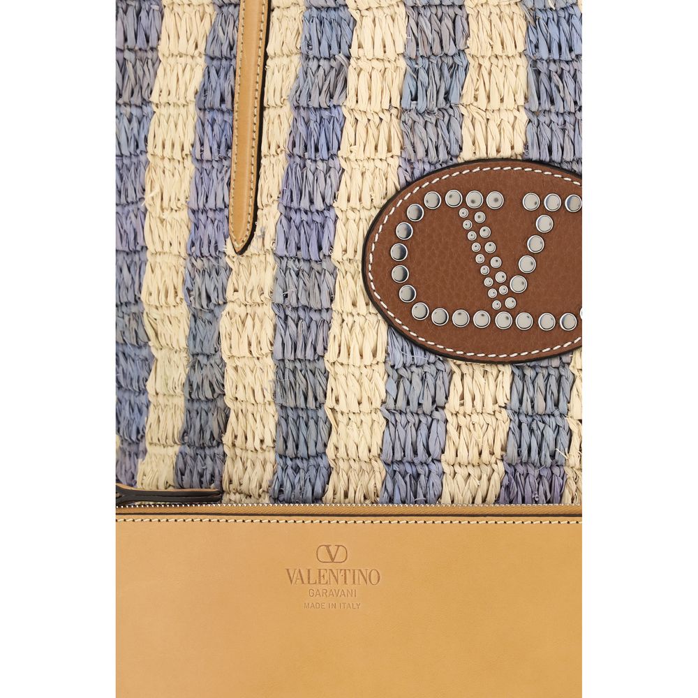 Valentino Garavani Blue Raffia Backet Women's Bag