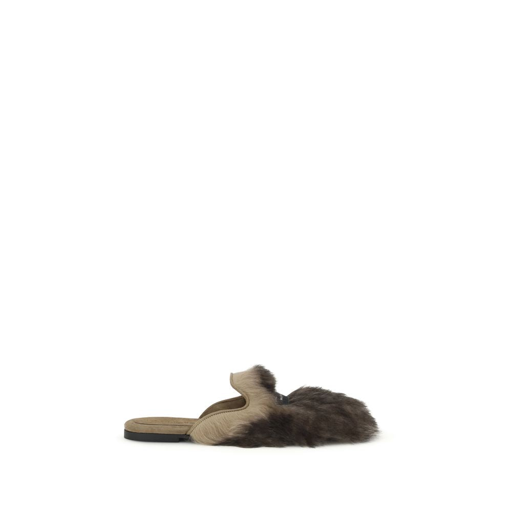 Dolce & Gabbana Gray Lamb Ovis Aries Aries Women's Mules