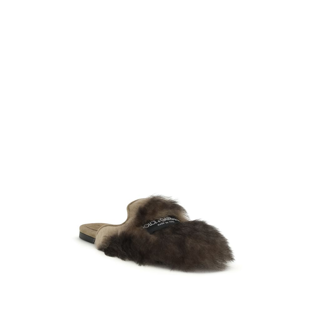 Dolce & Gabbana Gray Lamb Ovis Aries Aries Women's Mules