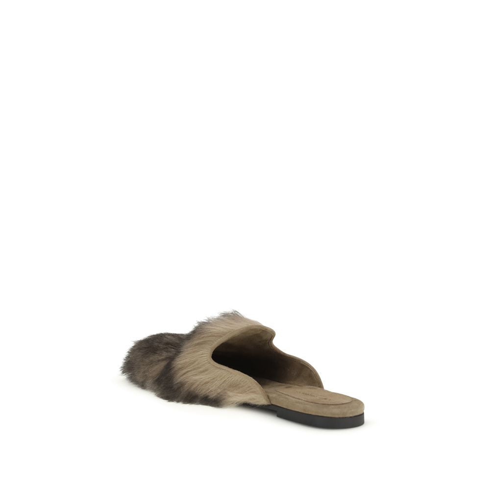 Dolce & Gabbana Gray Lamb Ovis Aries Aries Women's Mules