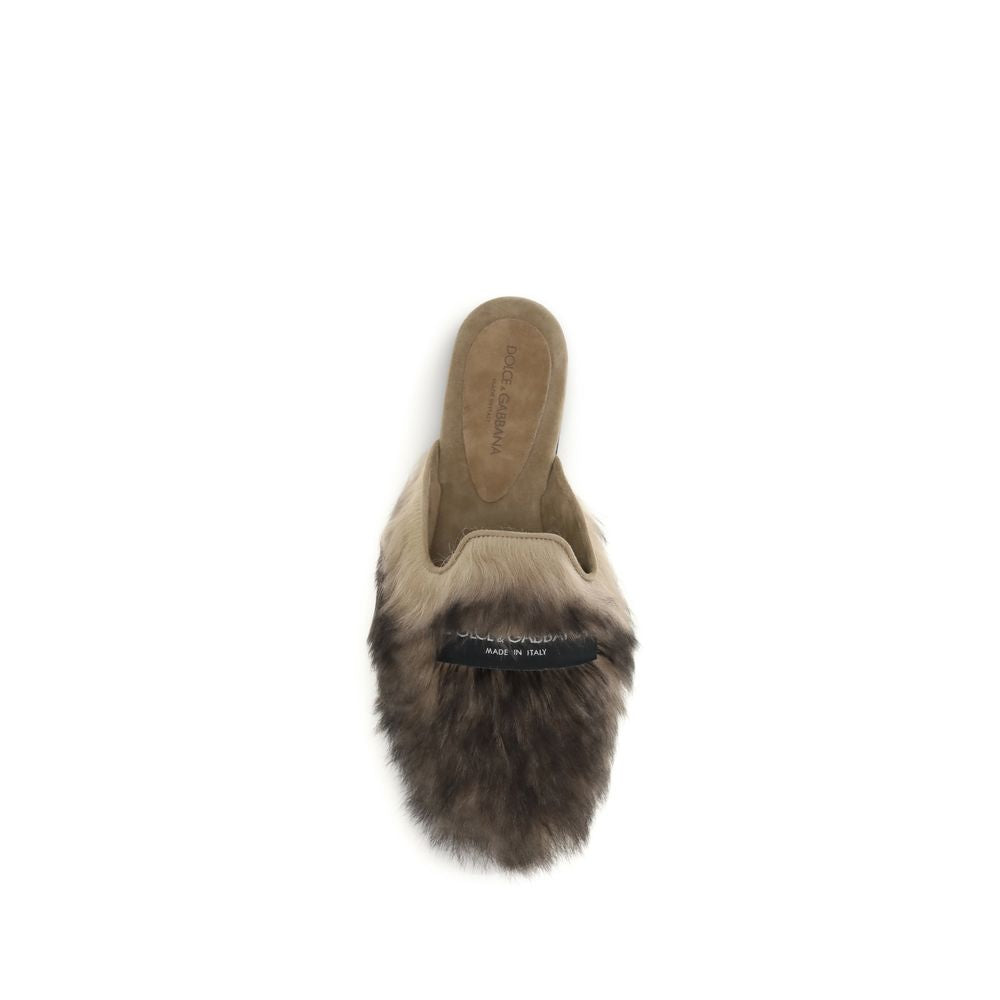 Dolce & Gabbana Gray Lamb Ovis Aries Aries Women's Mules