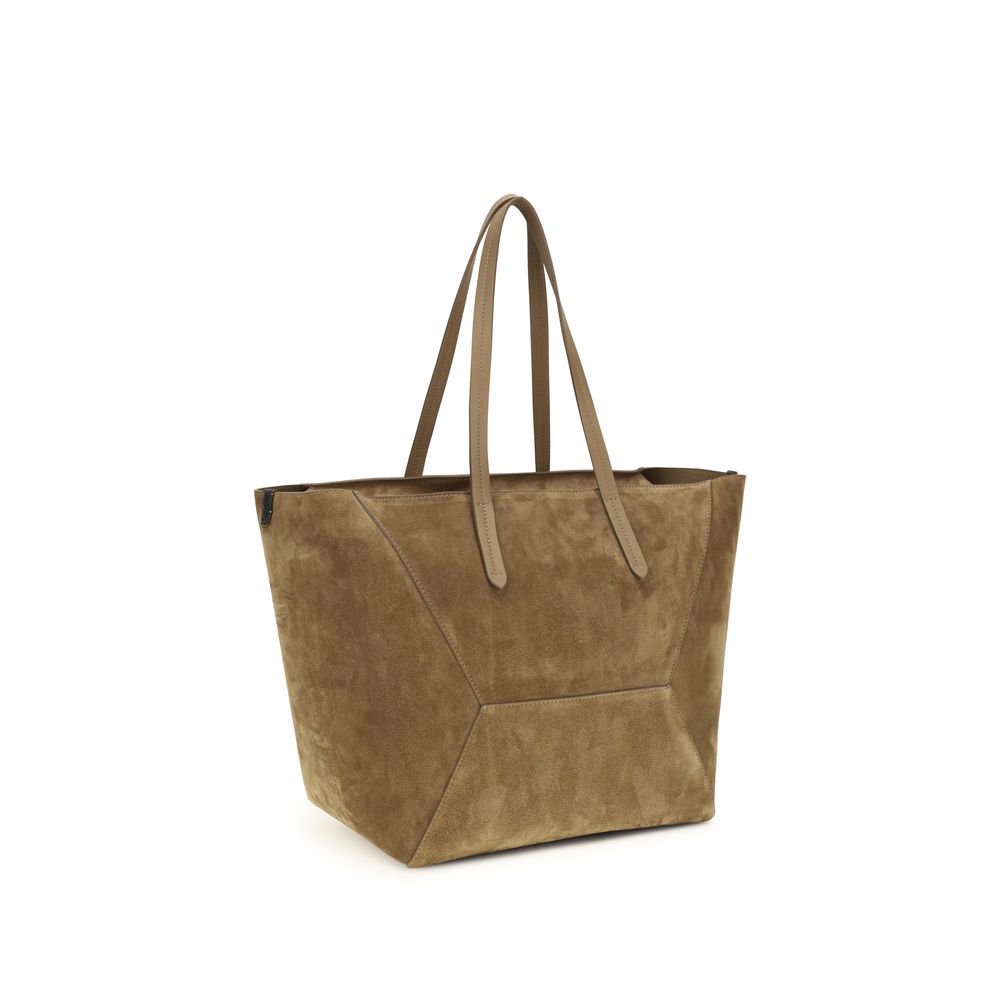 Brunello Cucinelli Beige Calf Leather Bos Taurus Shoulder Women's Bag