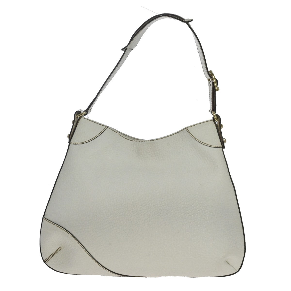 Gucci 1955 Horsebit Leather White Canvas Shoulder Bag Bag (Pre-Owned)