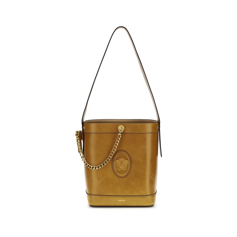 Versace Brown Calf Leather Bos Taurus Backet Women's Bag