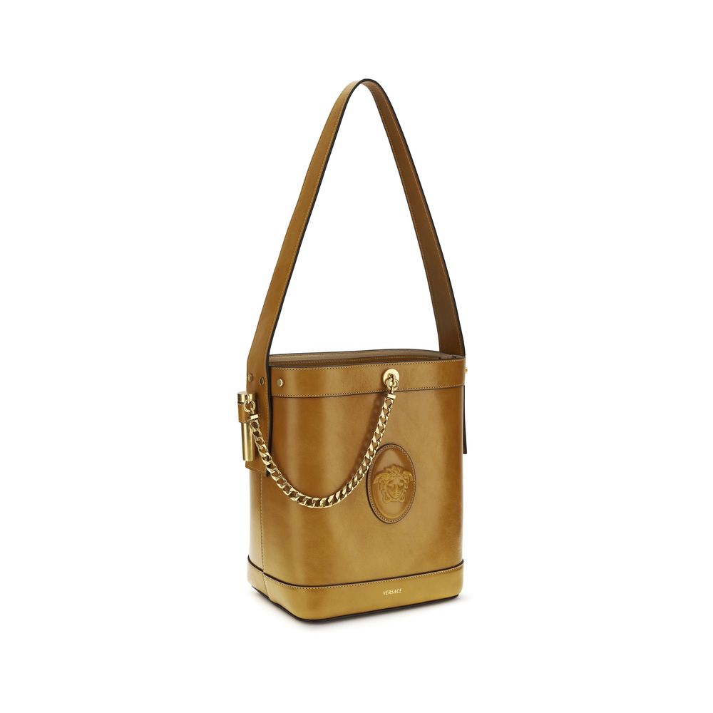 Versace Brown Calf Leather Bos Taurus Backet Women's Bag
