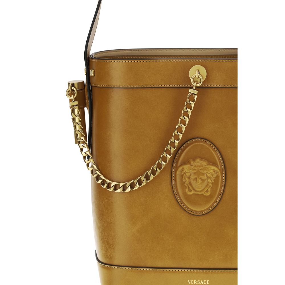 Versace Brown Calf Leather Bos Taurus Backet Women's Bag