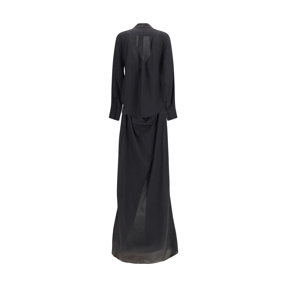 SA SU PHI Black Silk Long Women's Dress