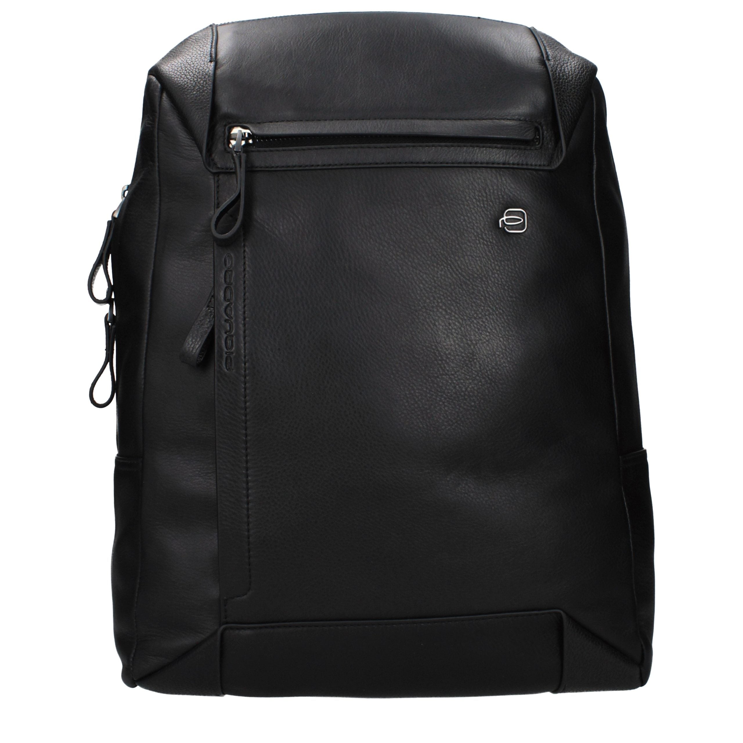 Piquadro Black Leather Men's Backpack