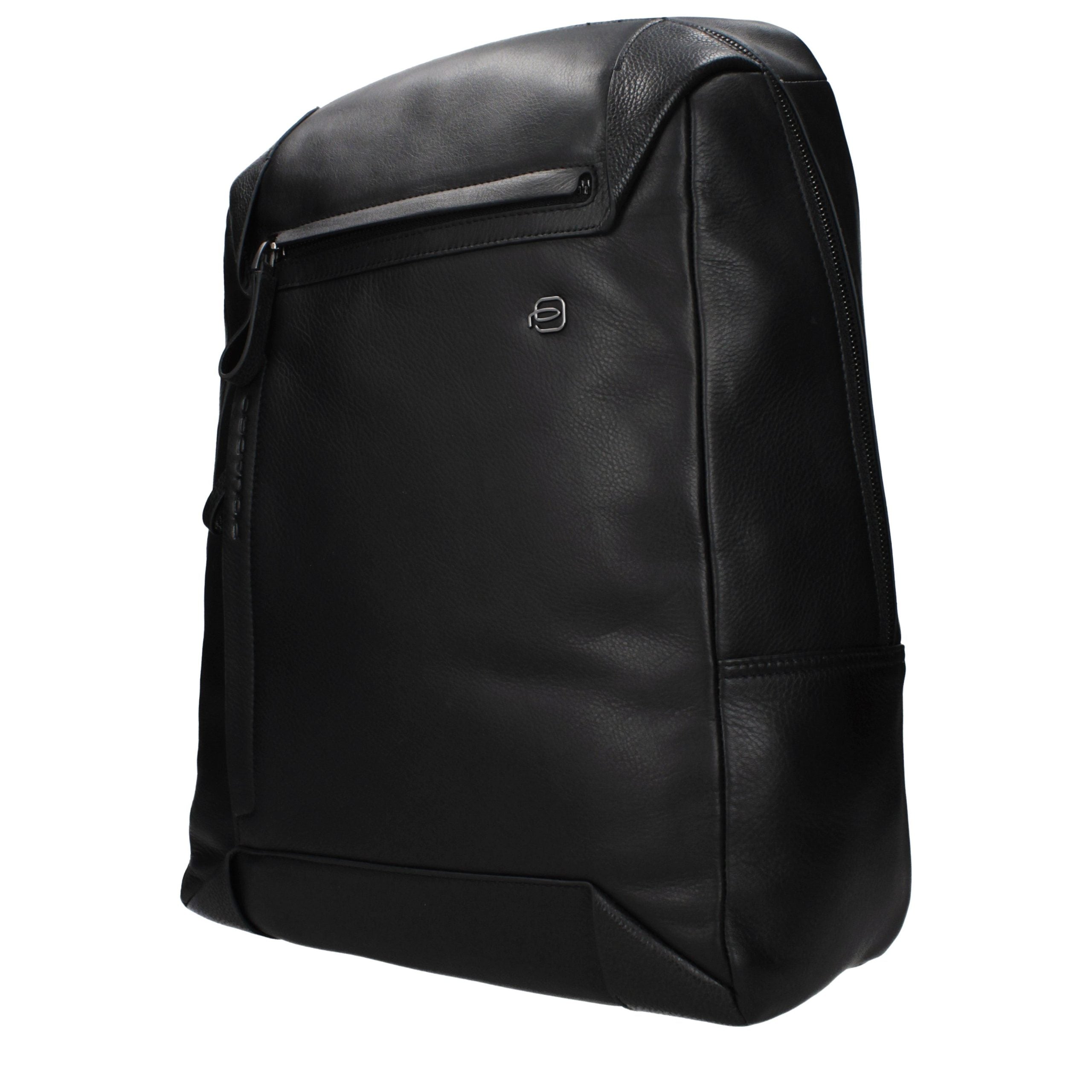 Piquadro Black Leather Men's Backpack