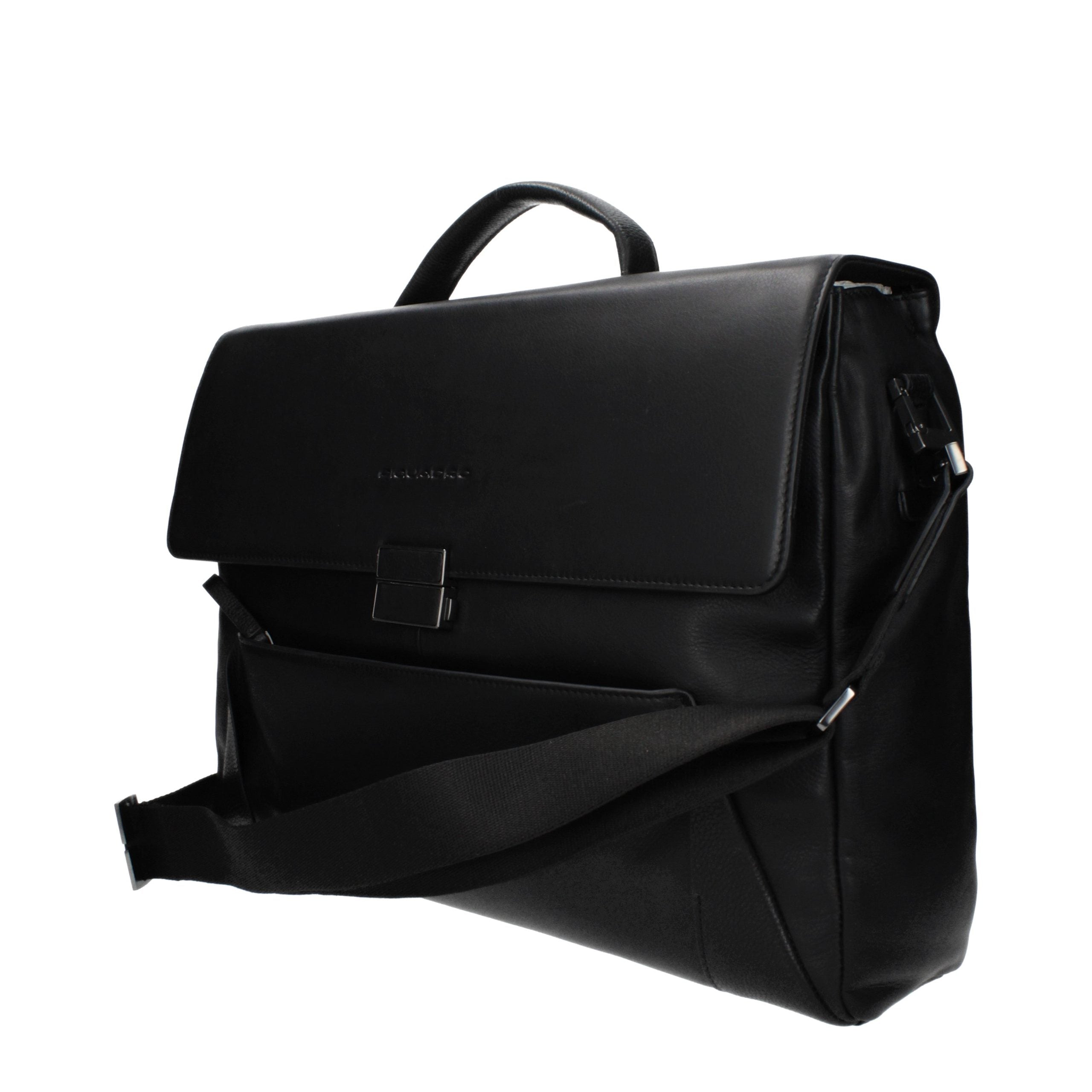 Piquadro Black Leather Business And Laptop Men's Bag