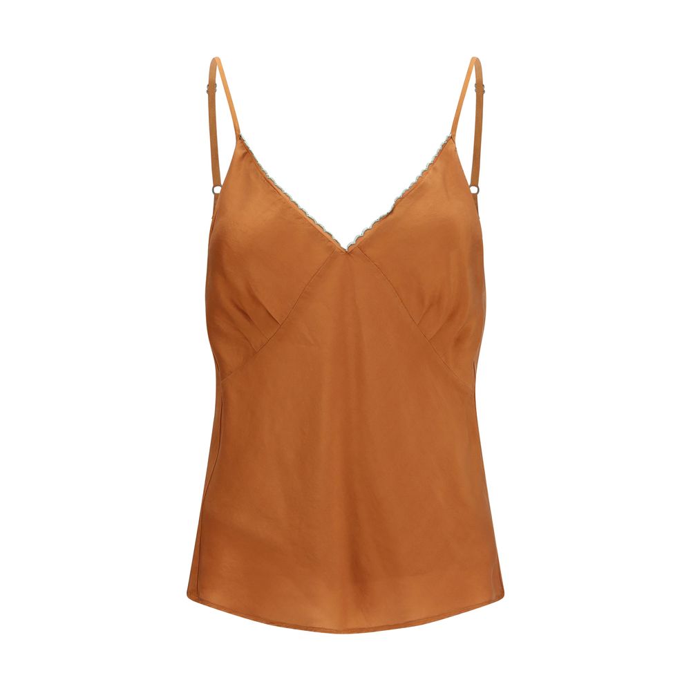 Forte_Forte Orange Silk Sleeveles Women's T-Shirt