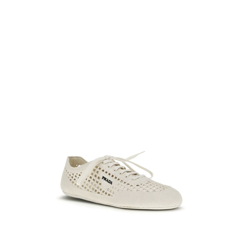 Prada Beige Fabric Low Top Women's Sneakers