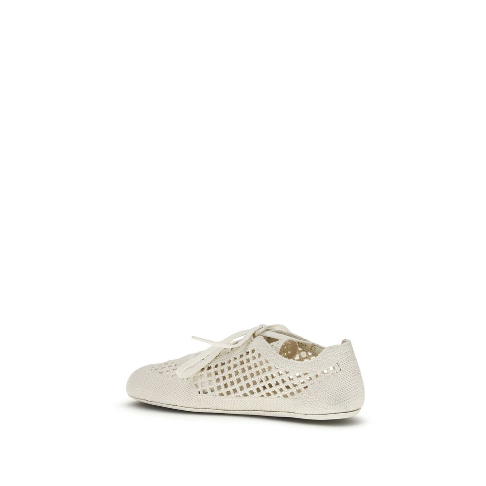Prada Beige Fabric Low Top Women's Sneakers