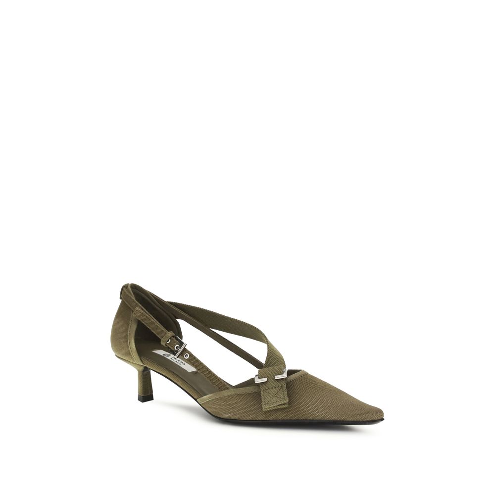 Prada Bicolor Cotton Mid Heel Women's Pumps