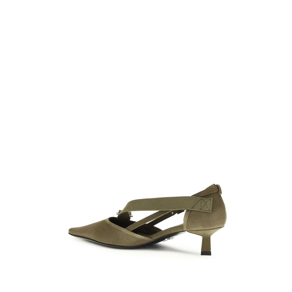 Prada Bicolor Cotton Mid Heel Women's Pumps
