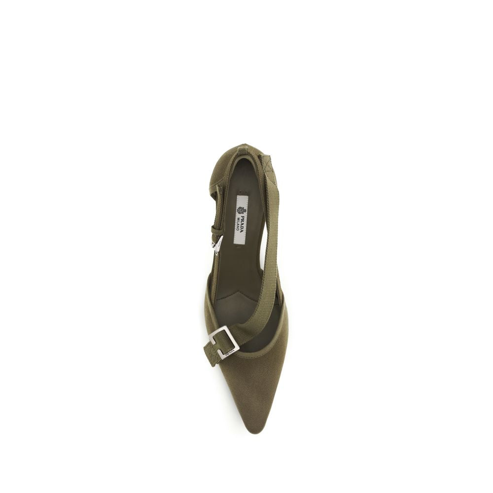 Prada Bicolor Cotton Mid Heel Women's Pumps