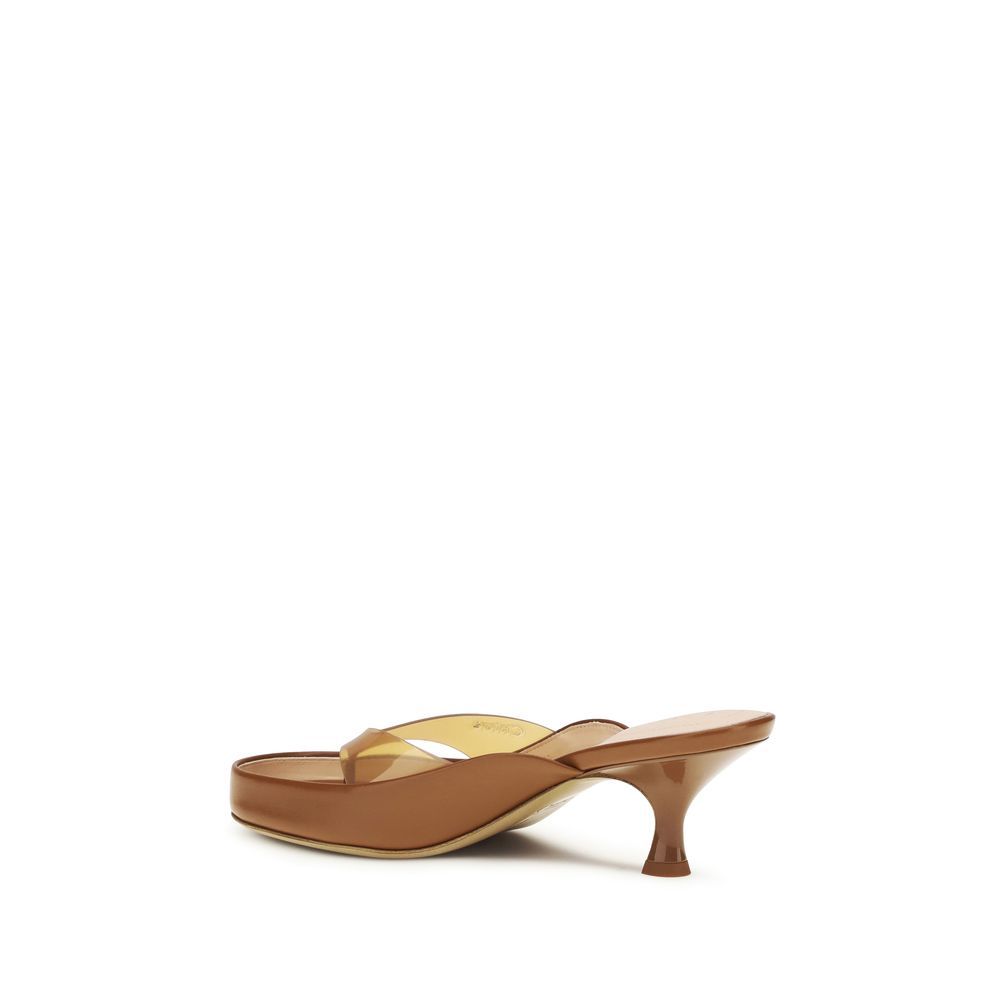 Chloé Brown Calf Leather Bos Taurus Stiletto Heel Women's Sandals