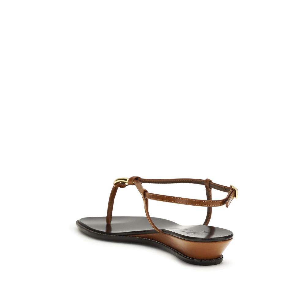 Giuseppe Zanotti Brown Calf Leather Bos Taurus Wedge Women's Sandals