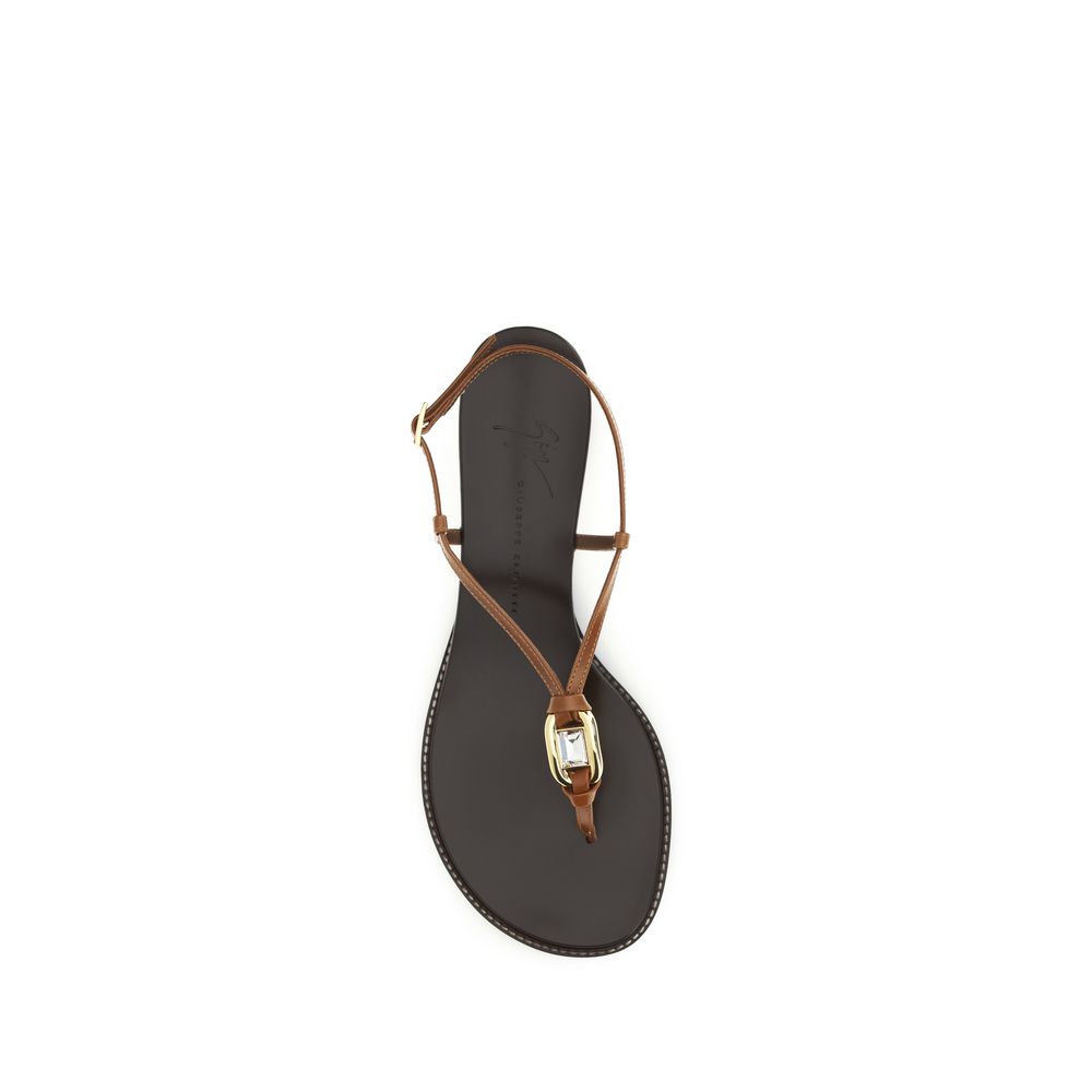 Giuseppe Zanotti Brown Calf Leather Bos Taurus Wedge Women's Sandals