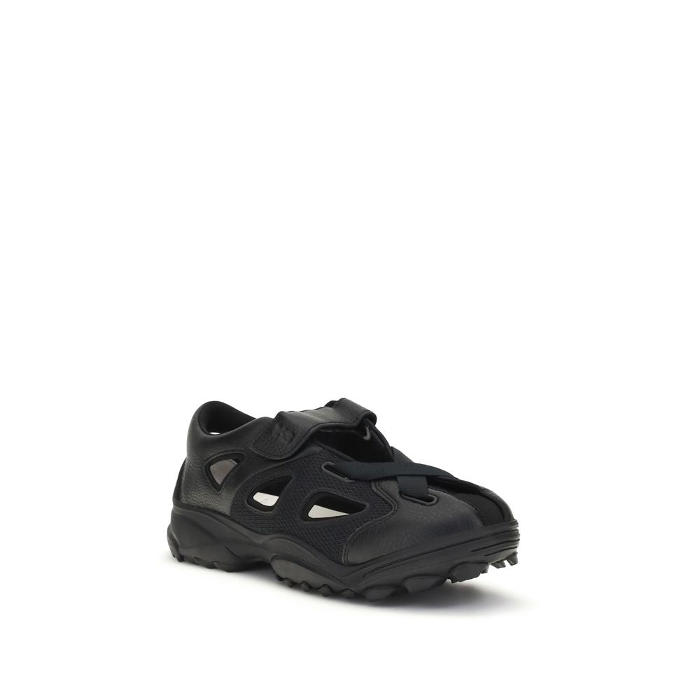 Y-3 Black Calf Leather Bos Taurus Flat Men's Sandals