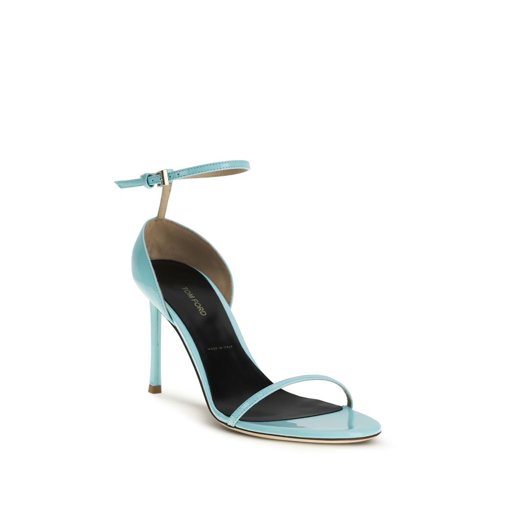 Tom Ford Blue Calf Leather Bos Taurus Stiletto Heel Women's Sandals