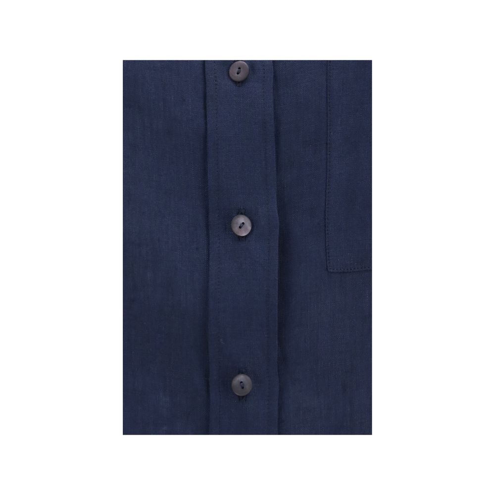 Lardini Blue Linen Dress Women's Shirt