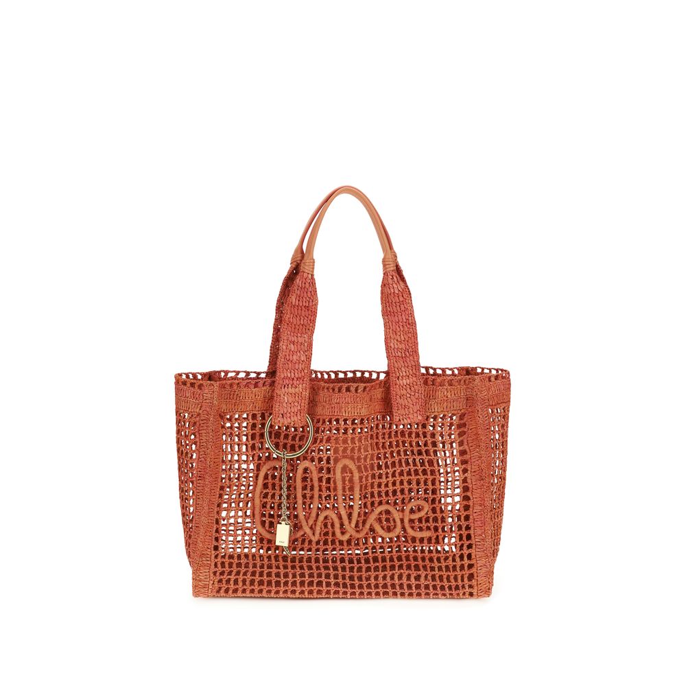 Chloé Red Raffia Shoulder Women's Bag