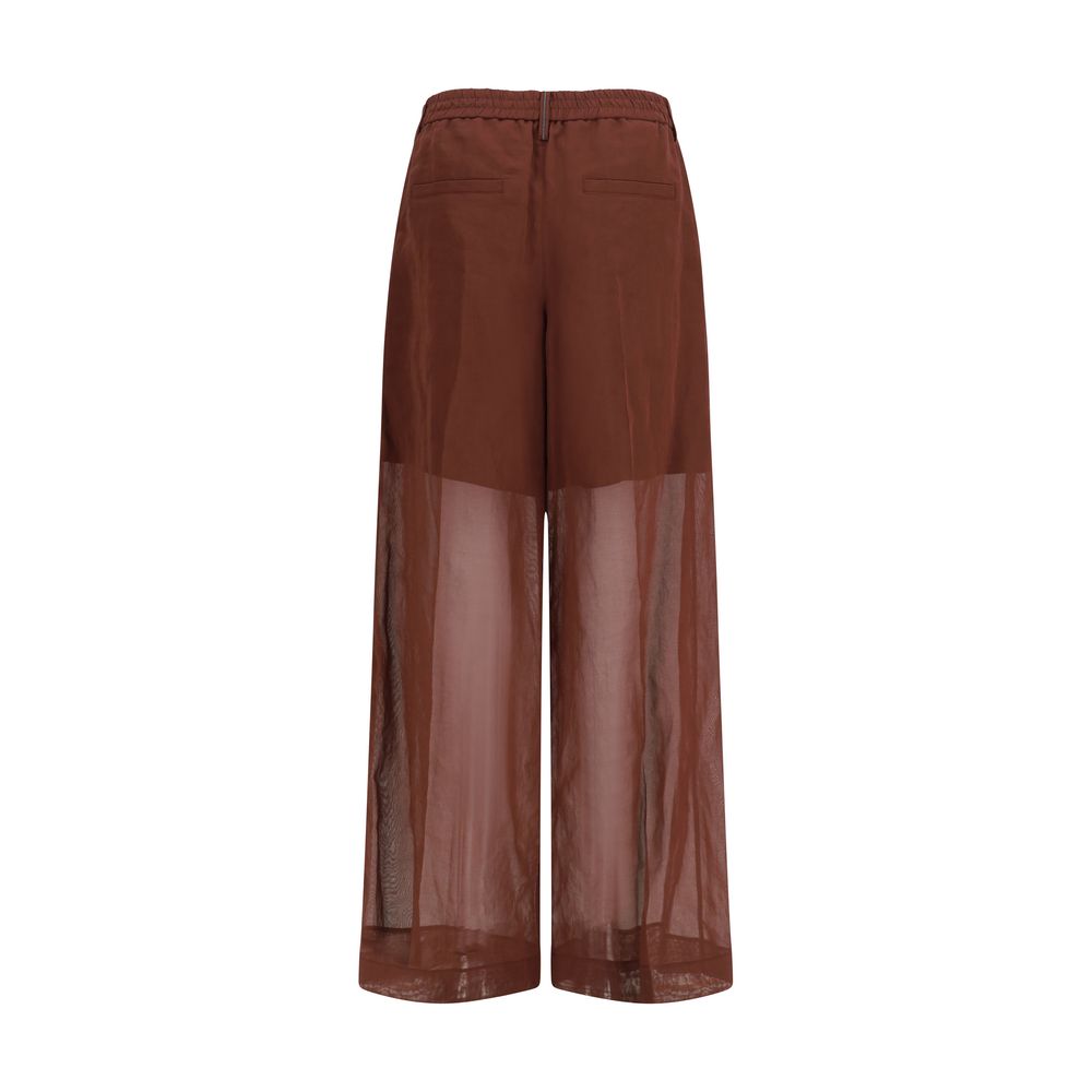 Brunello Cucinelli Brown Cotton Casual Women's Pants
