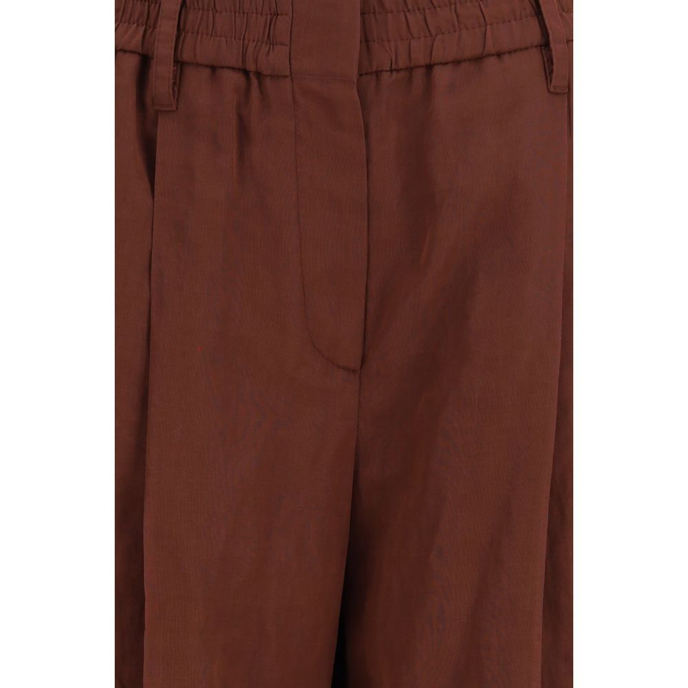Brunello Cucinelli Brown Cotton Casual Women's Pants