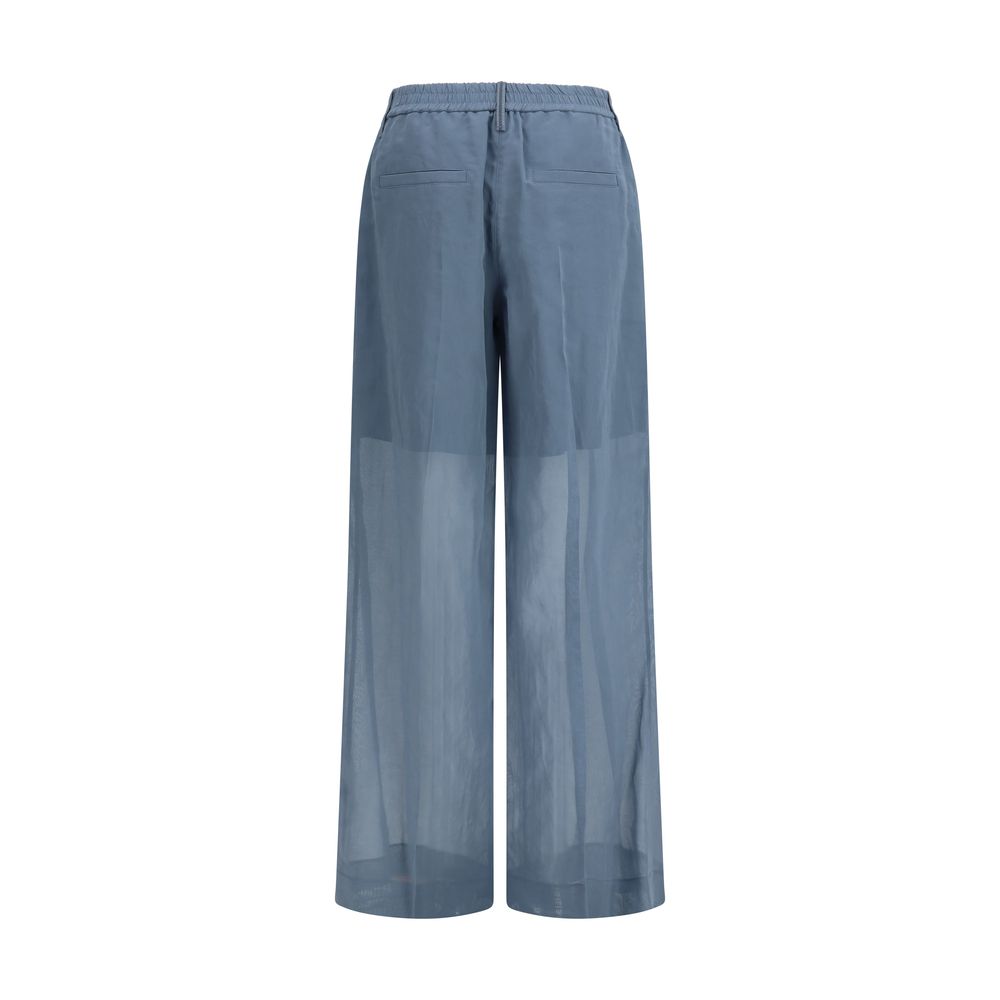 Brunello Cucinelli Blue Cotton Casual Women's Pants