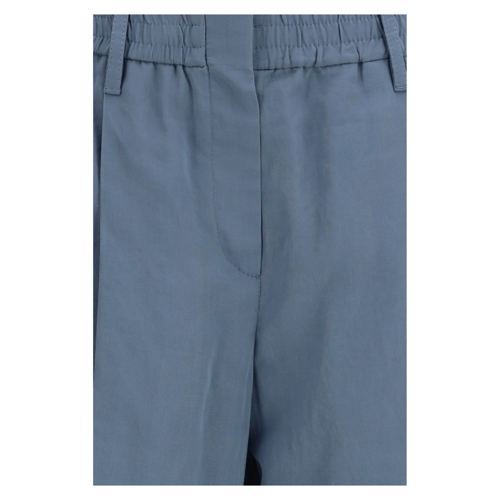 Brunello Cucinelli Blue Cotton Casual Women's Pants