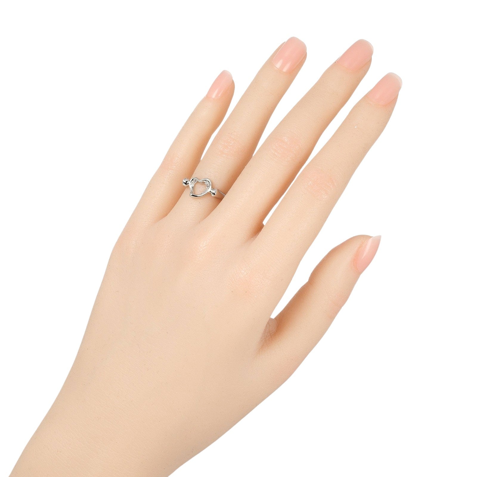 Tiffany & Co Open Heart Silver Platinum Ring Jewelry (Pre-Owned)