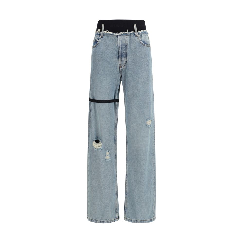 ALAINPAUL Blue Cotton High-Waisted Women's Jean