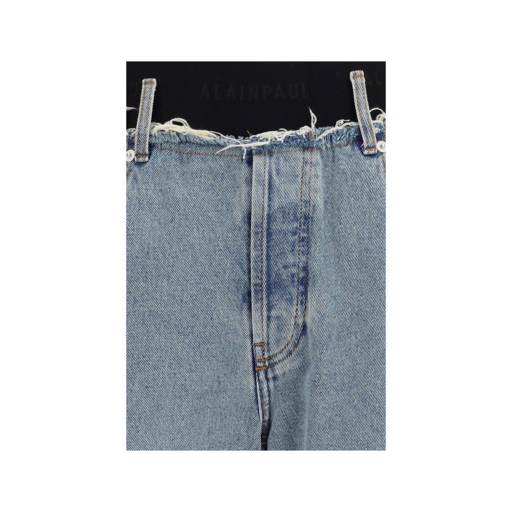 ALAINPAUL Blue Cotton High-Waisted Women's Jean