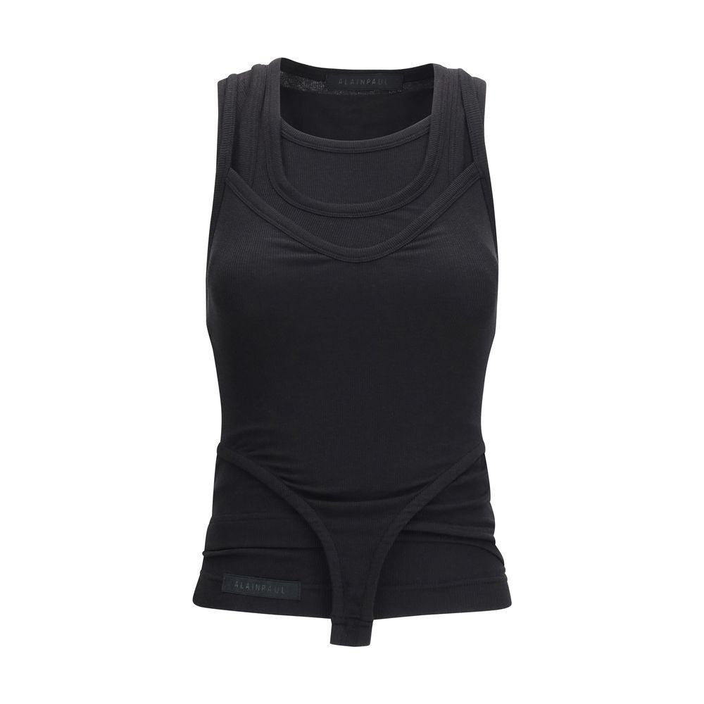 ALAINPAUL Black Lyocell Tank Women's Tops