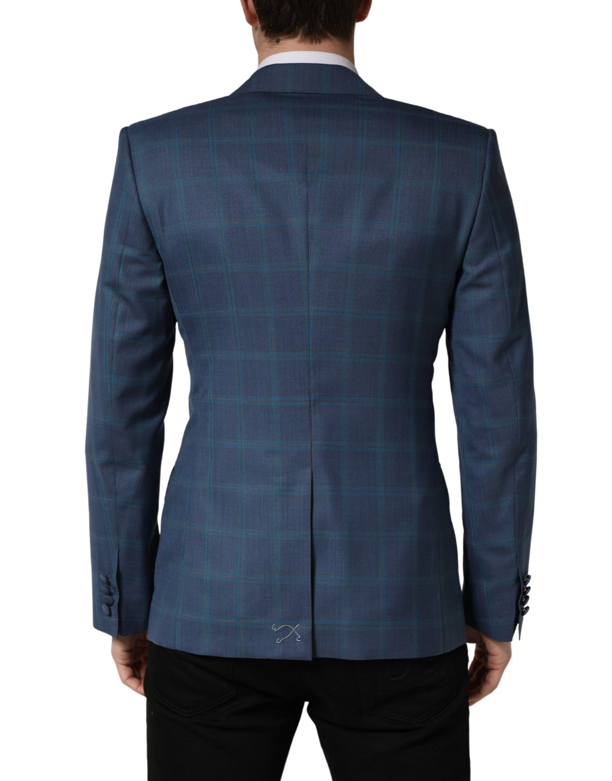 Dolce & Gabbana Blue Checked Double Breasted Men Suit Men's Jacket