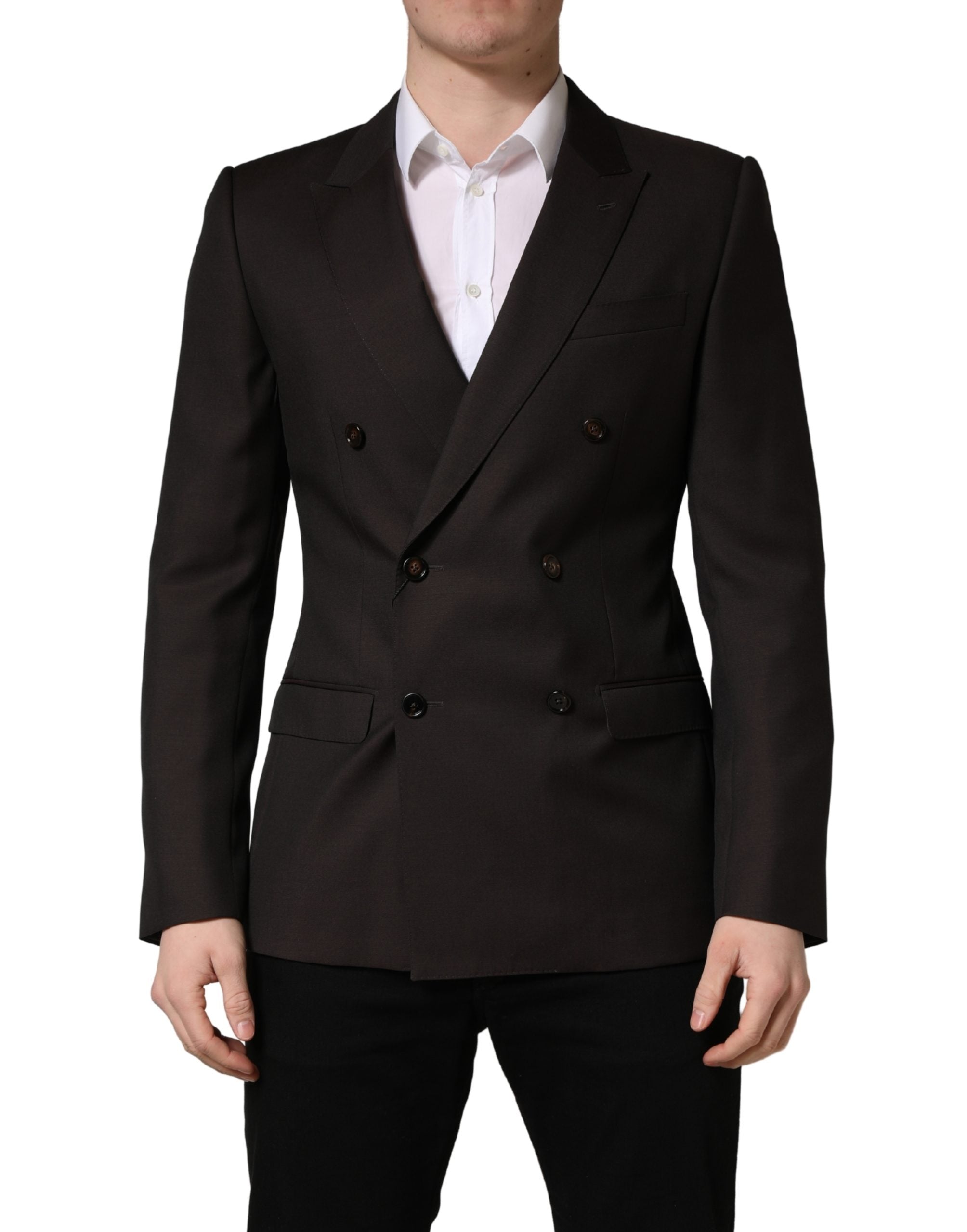Dolce & Gabbana Dark Violet Wool Double Breasted Suit Men's Jacket