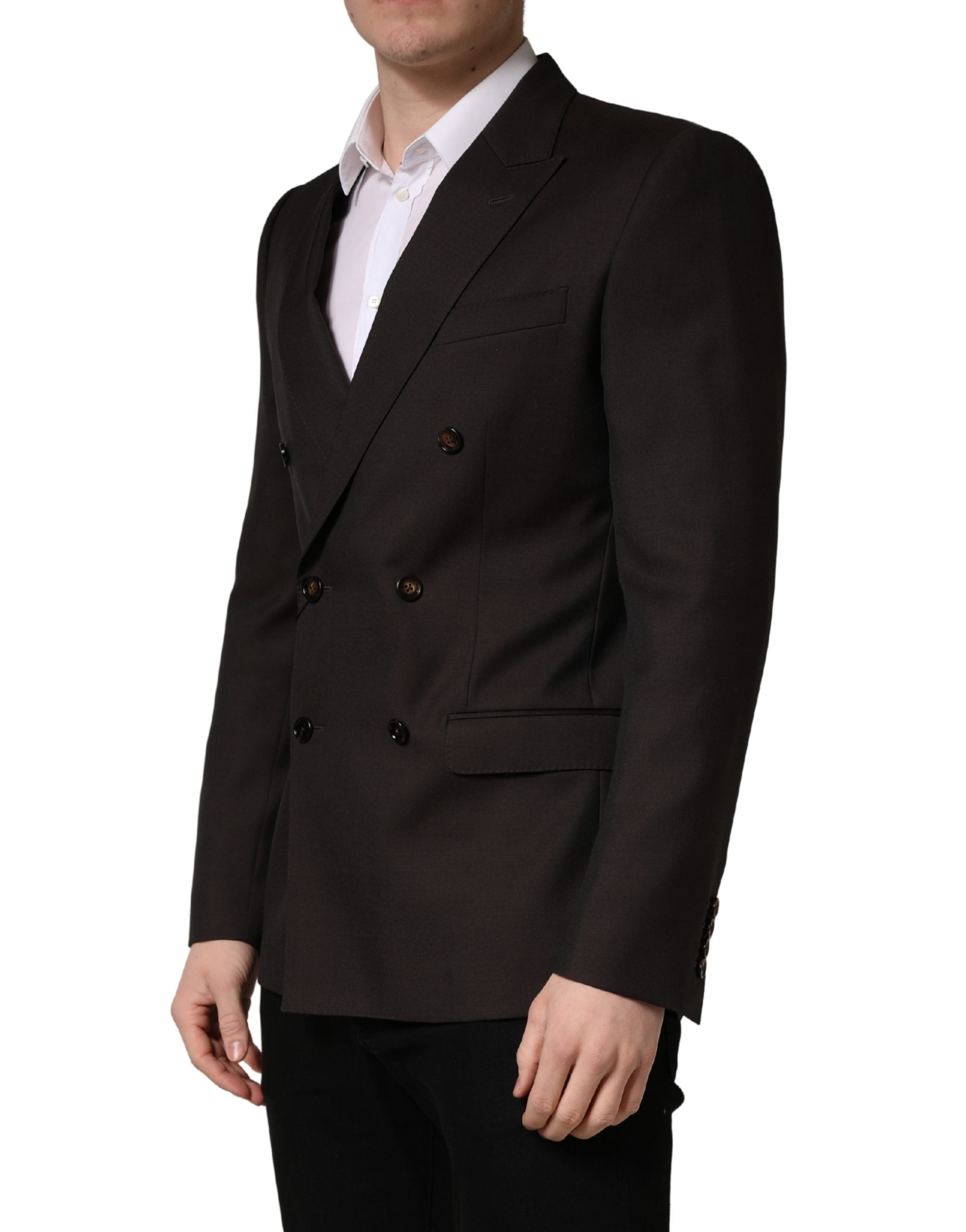Dolce & Gabbana Dark Violet Wool Double Breasted Suit Men's Jacket