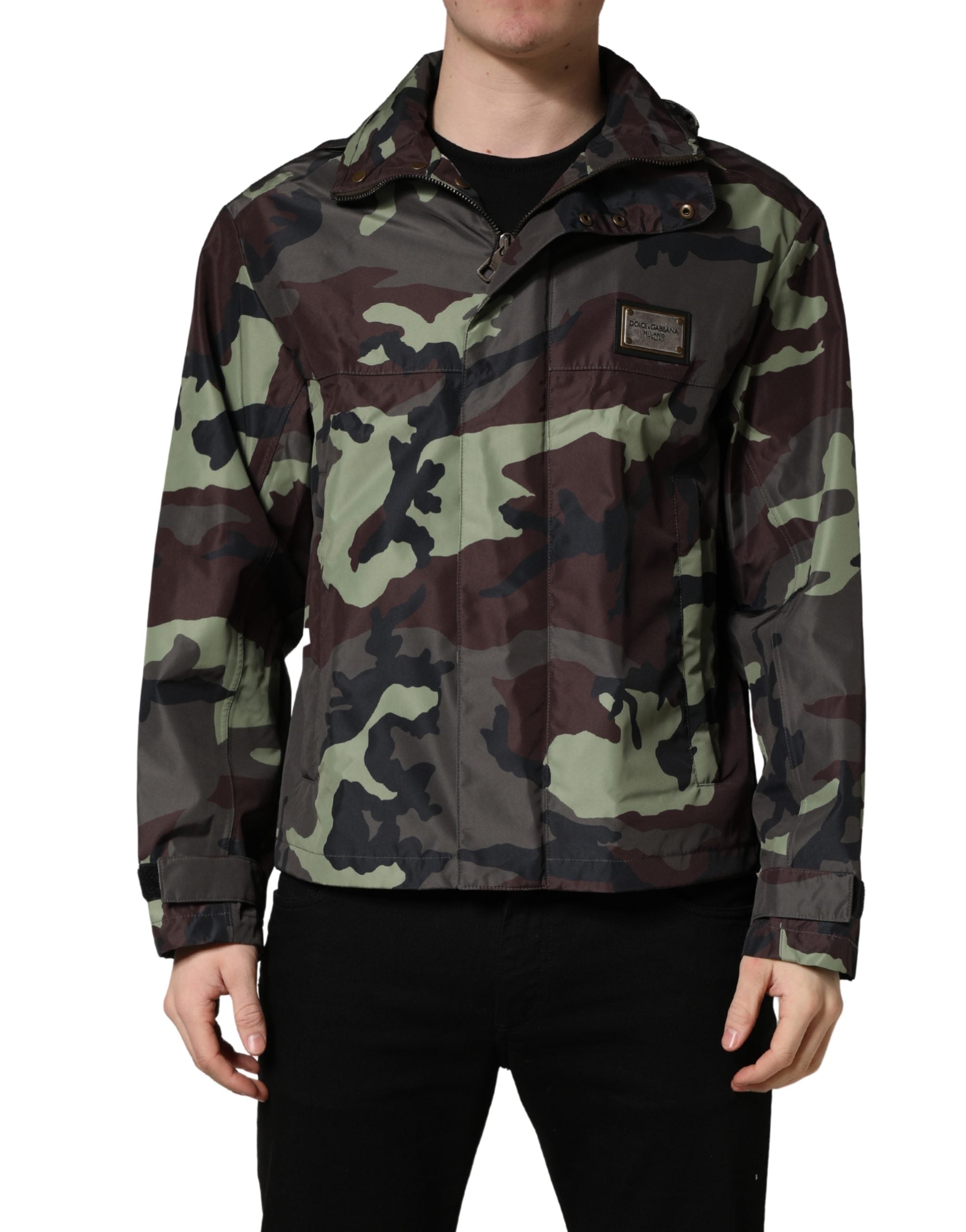 Dolce & Gabbana Multicolor Camouflage Hooded Bomber Men's Jacket