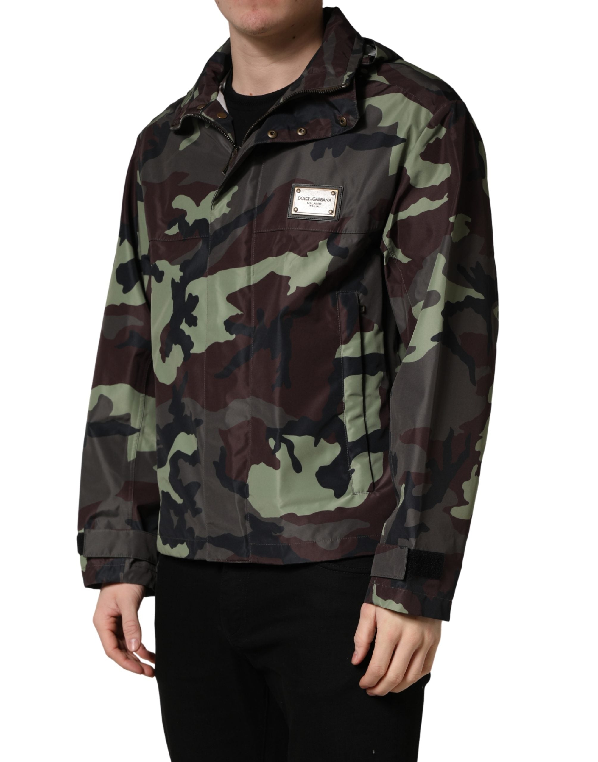 Dolce & Gabbana Multicolor Camouflage Hooded Bomber Men's Jacket