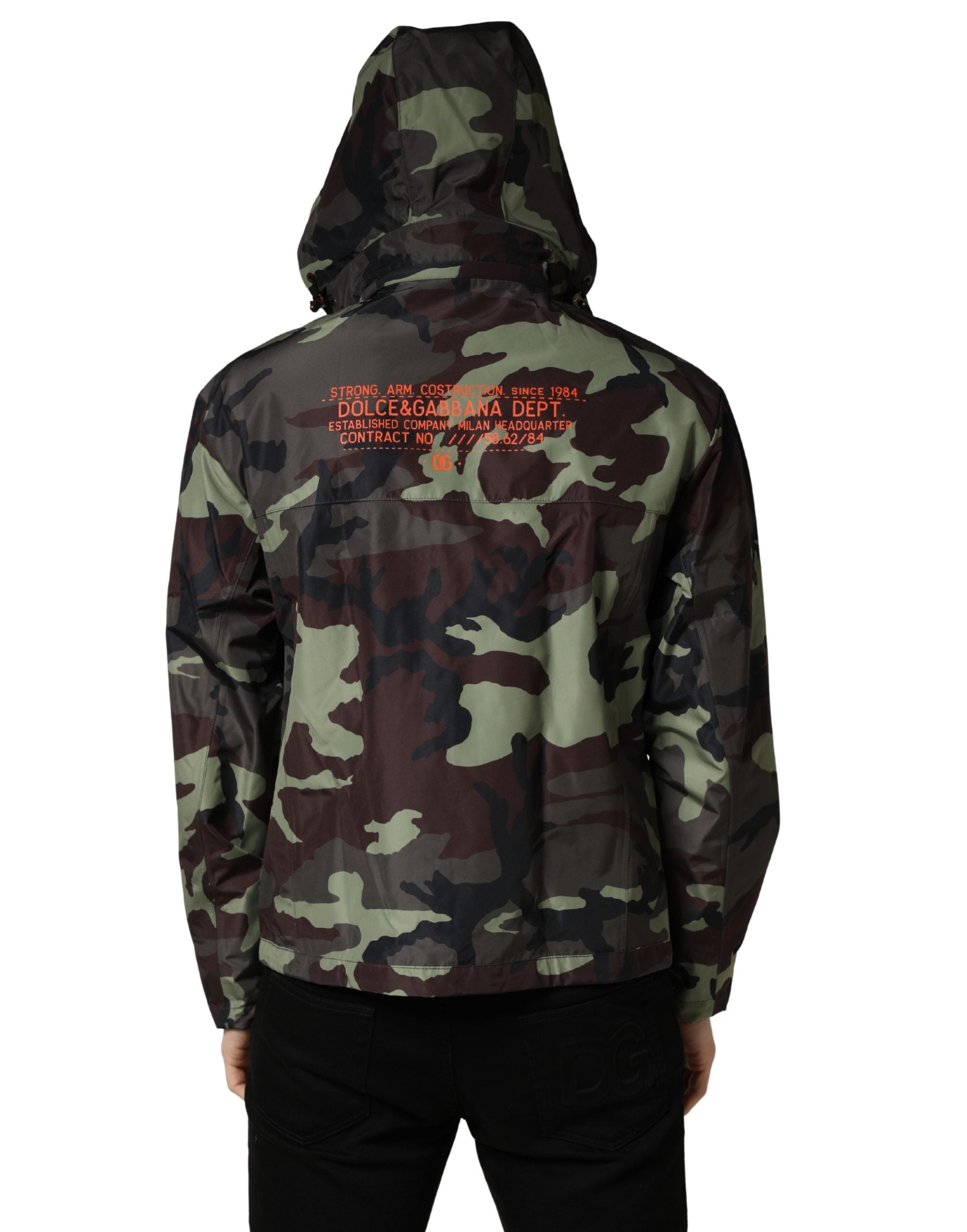 Dolce & Gabbana Multicolor Camouflage Hooded Bomber Men's Jacket