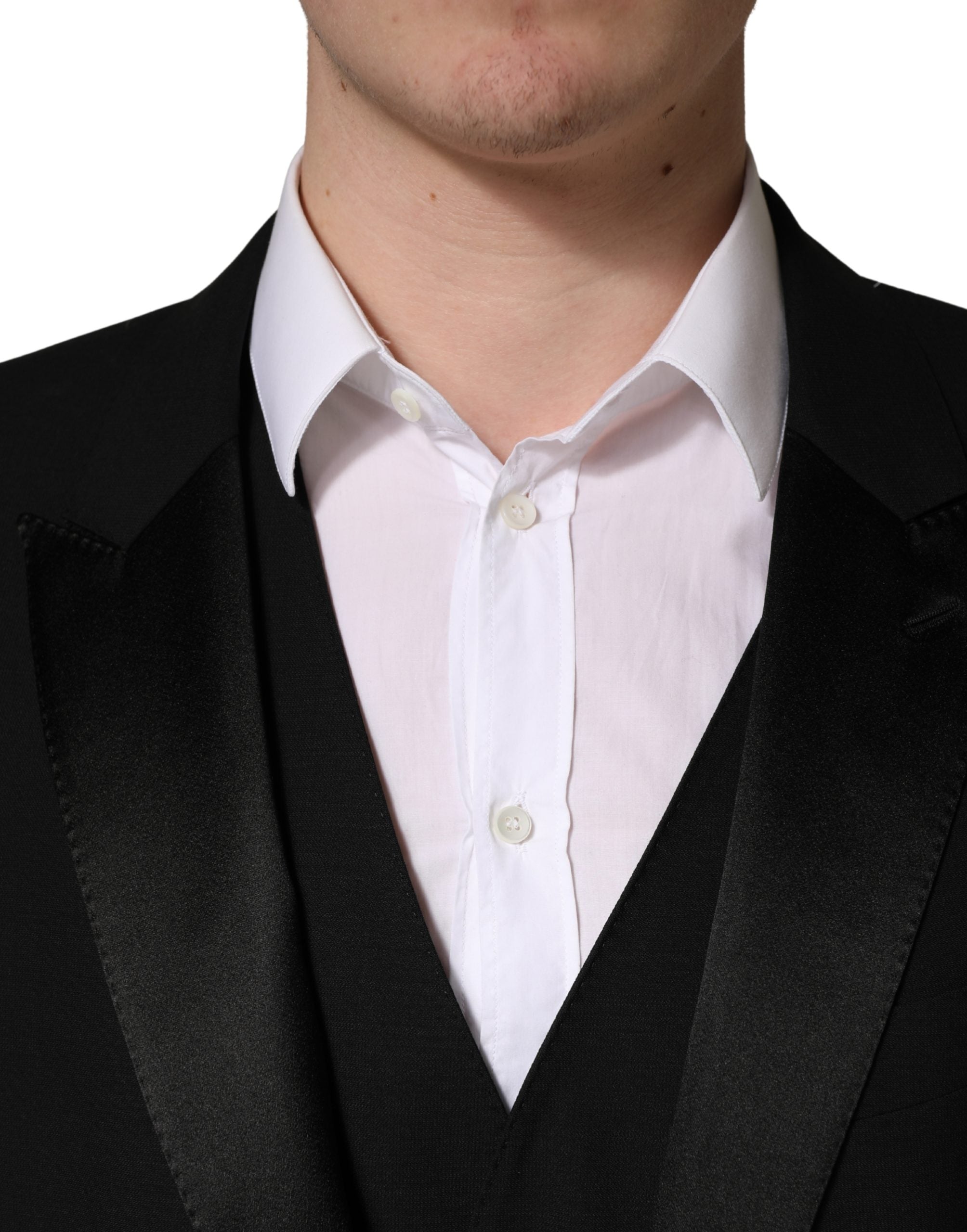 Dolce & Gabbana Black Wool Silk Saxophone Slim Fit 3Pc Men's Suit