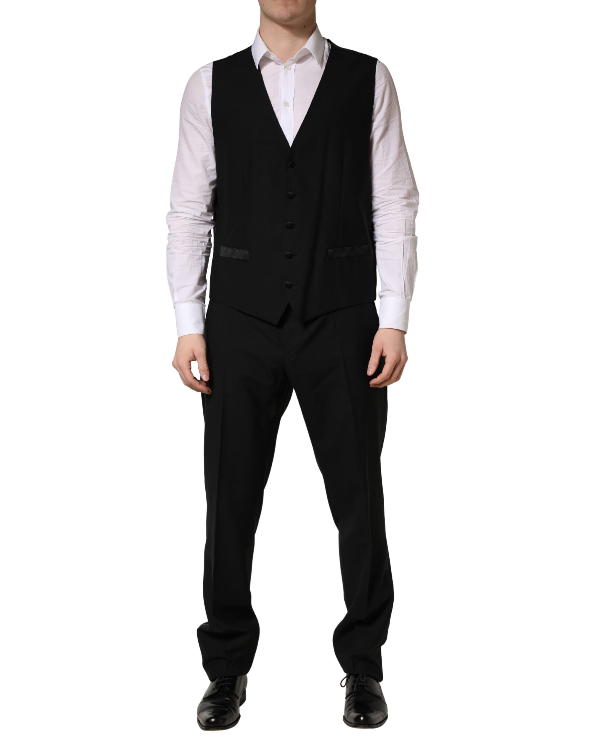 Dolce & Gabbana Black Wool Silk Saxophone Slim Fit 3Pc Men's Suit